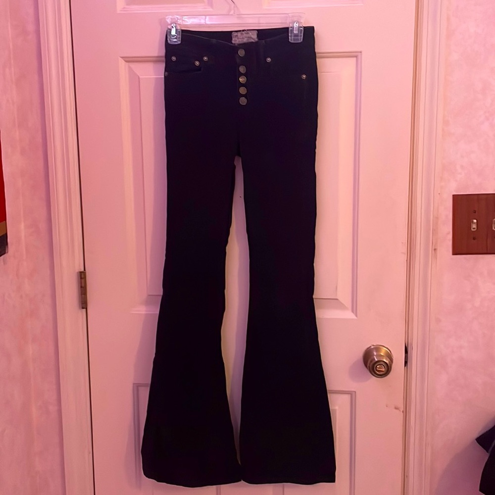 Black Corduroy Free People Flair Pants